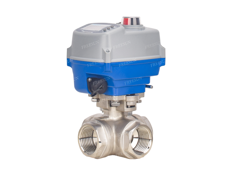 微型电动四通丝扣球阀