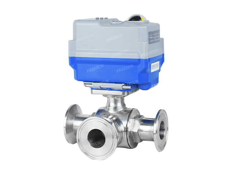 卫生级电动三通卡盘球阀