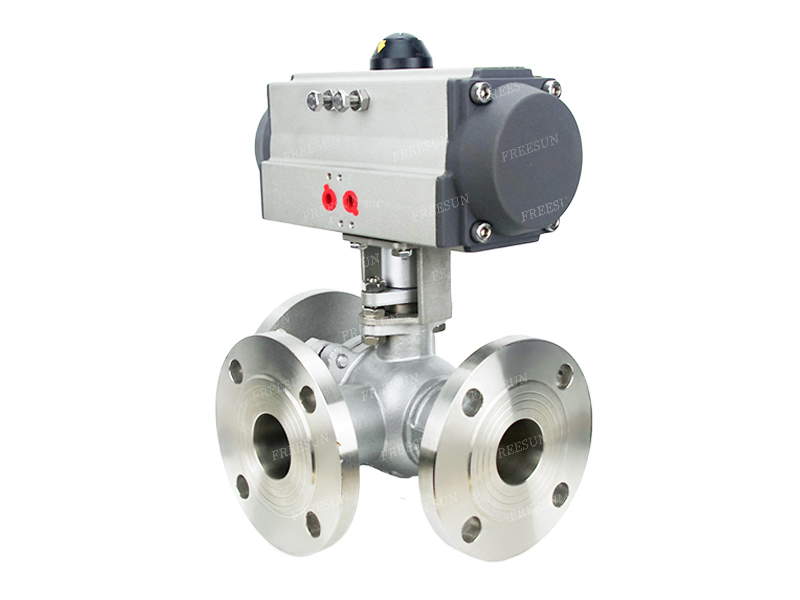 气动法兰三通球阀